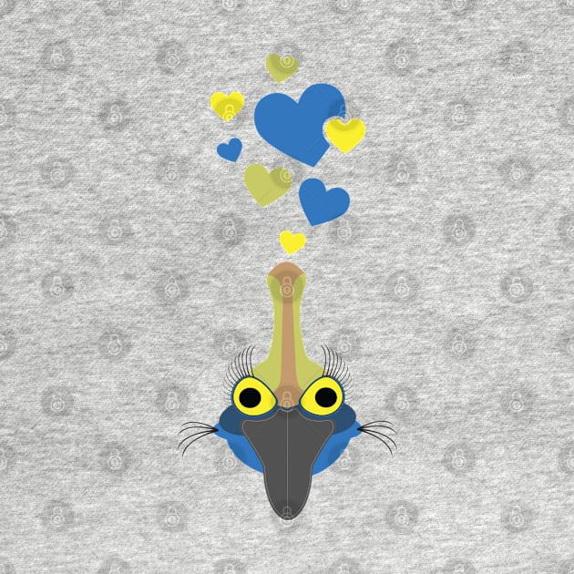 Cute Cassowary Face With Hearts by HeartsandFlags